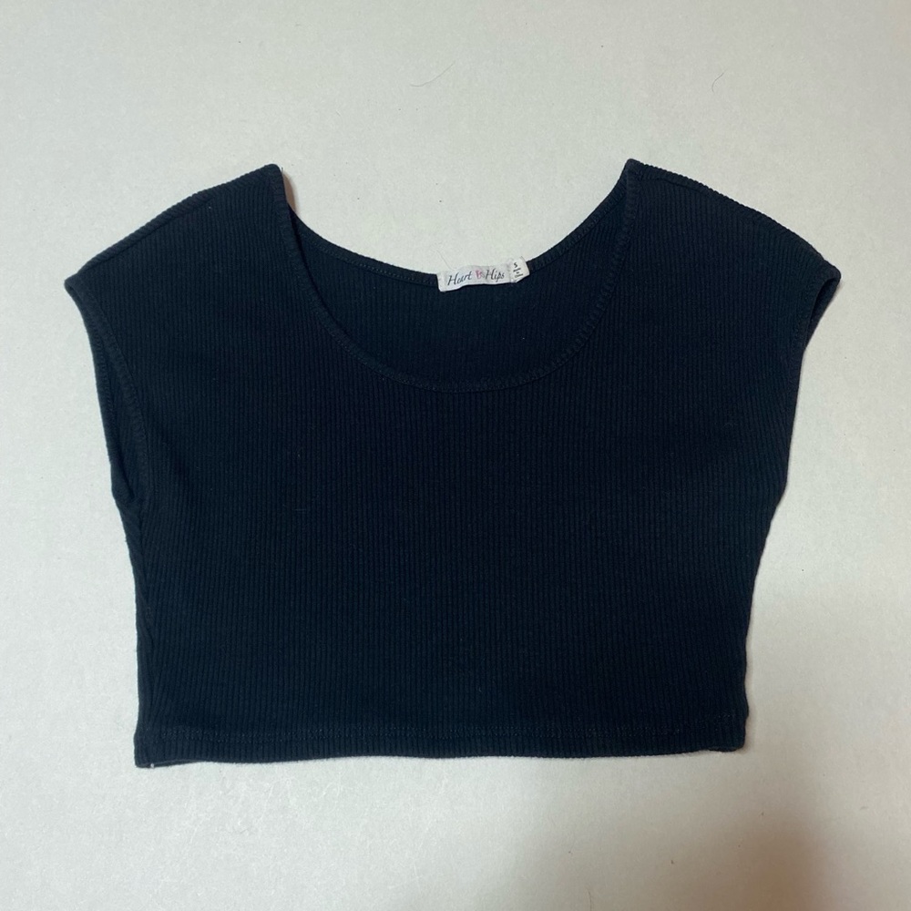 Heart Hips Black Ribbed Crop Top